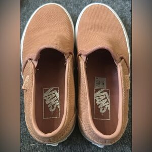 VANS ASHER Pink Perforated Suede Slip On Shoes Sneakers Womens Size 6